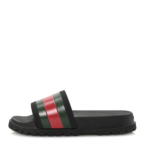 Gucci Men’s slide sandals black Green Red striped US size 8